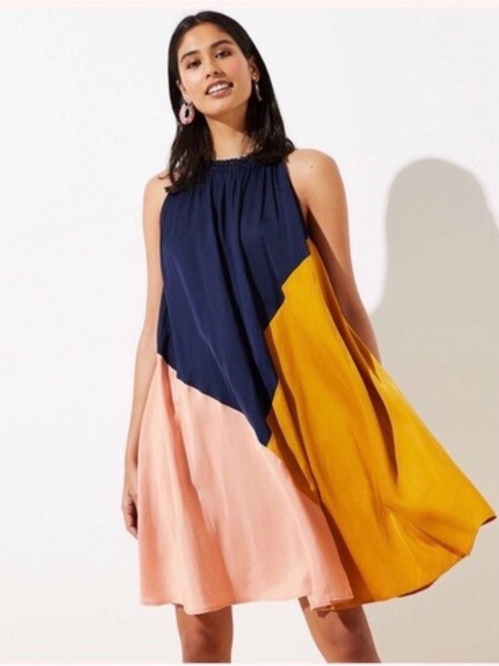 Loft color block halter swing dress